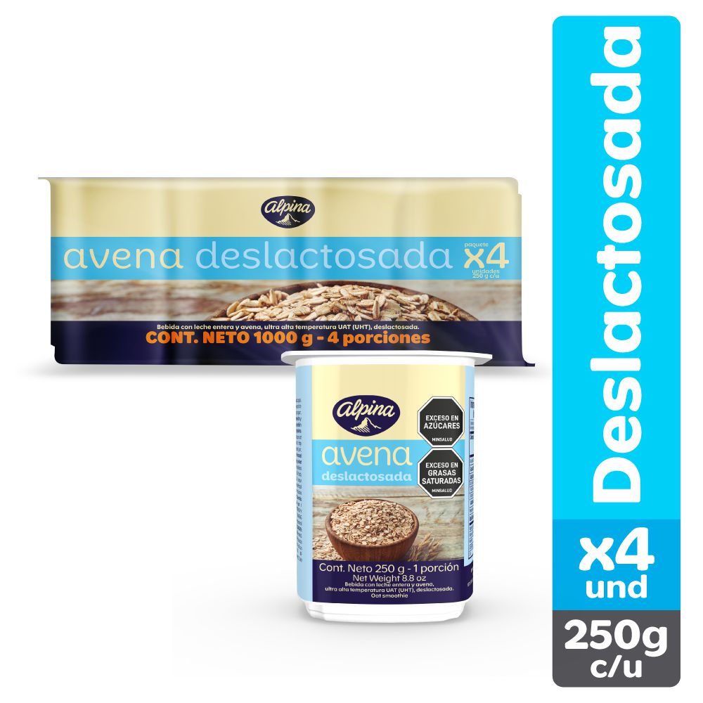 Avena  ALPINA deslactosada vaso x4und 200ml (1000  gr) img #1
