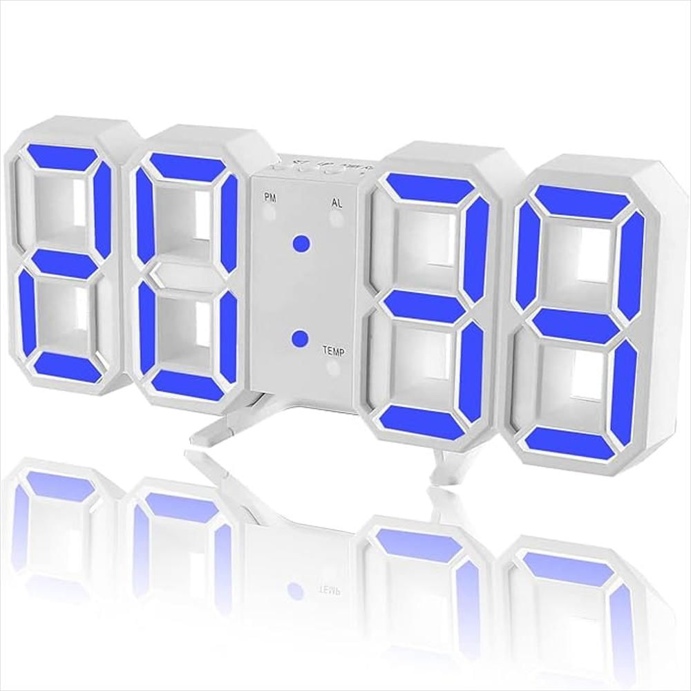 Reloj Digital 2105 Luces Led Con Despertador Y Sensor De Voz Azul img #3