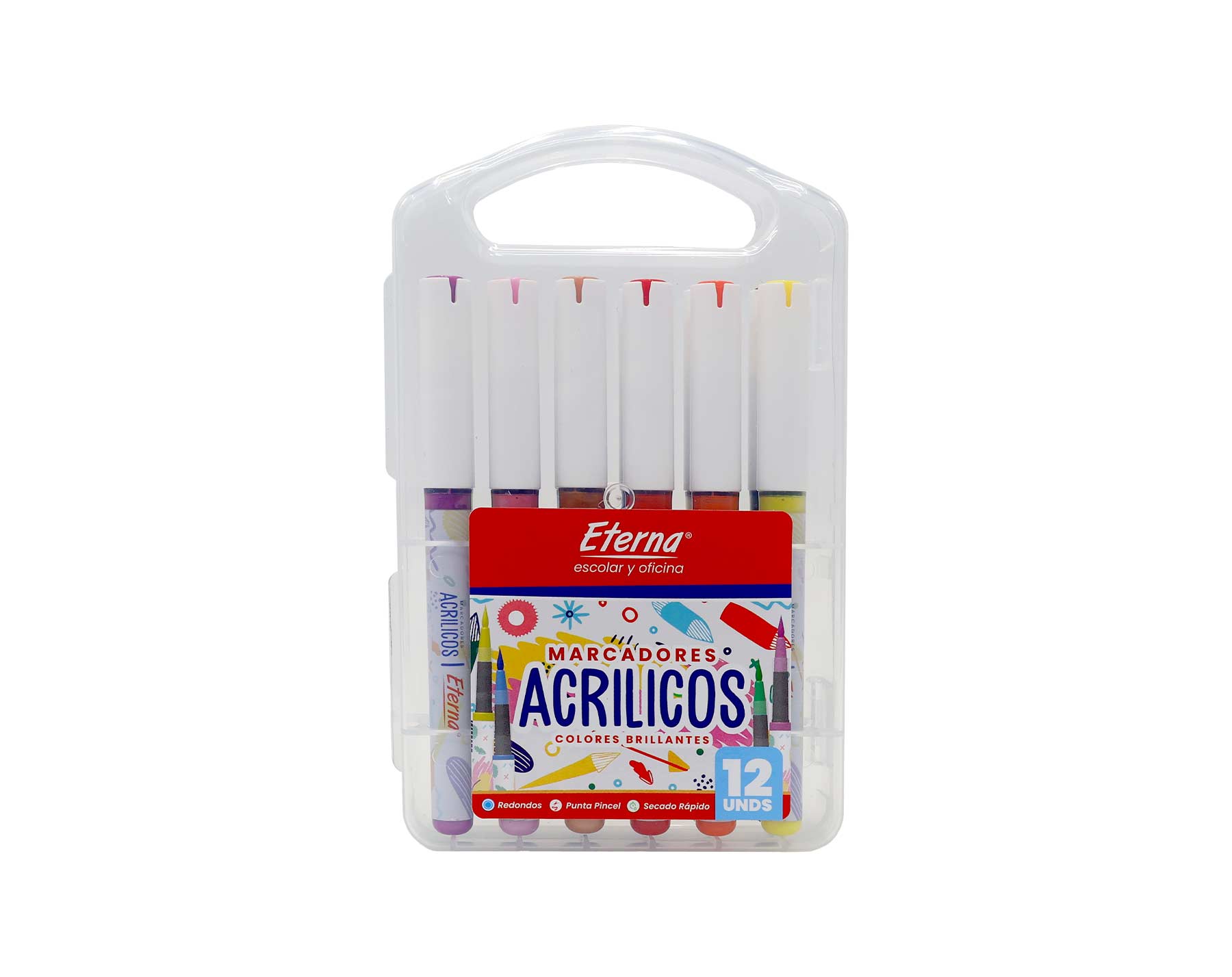 Marcadores Acrilicos Punta Pincel Colores Brillantes x12 PCS Eterna