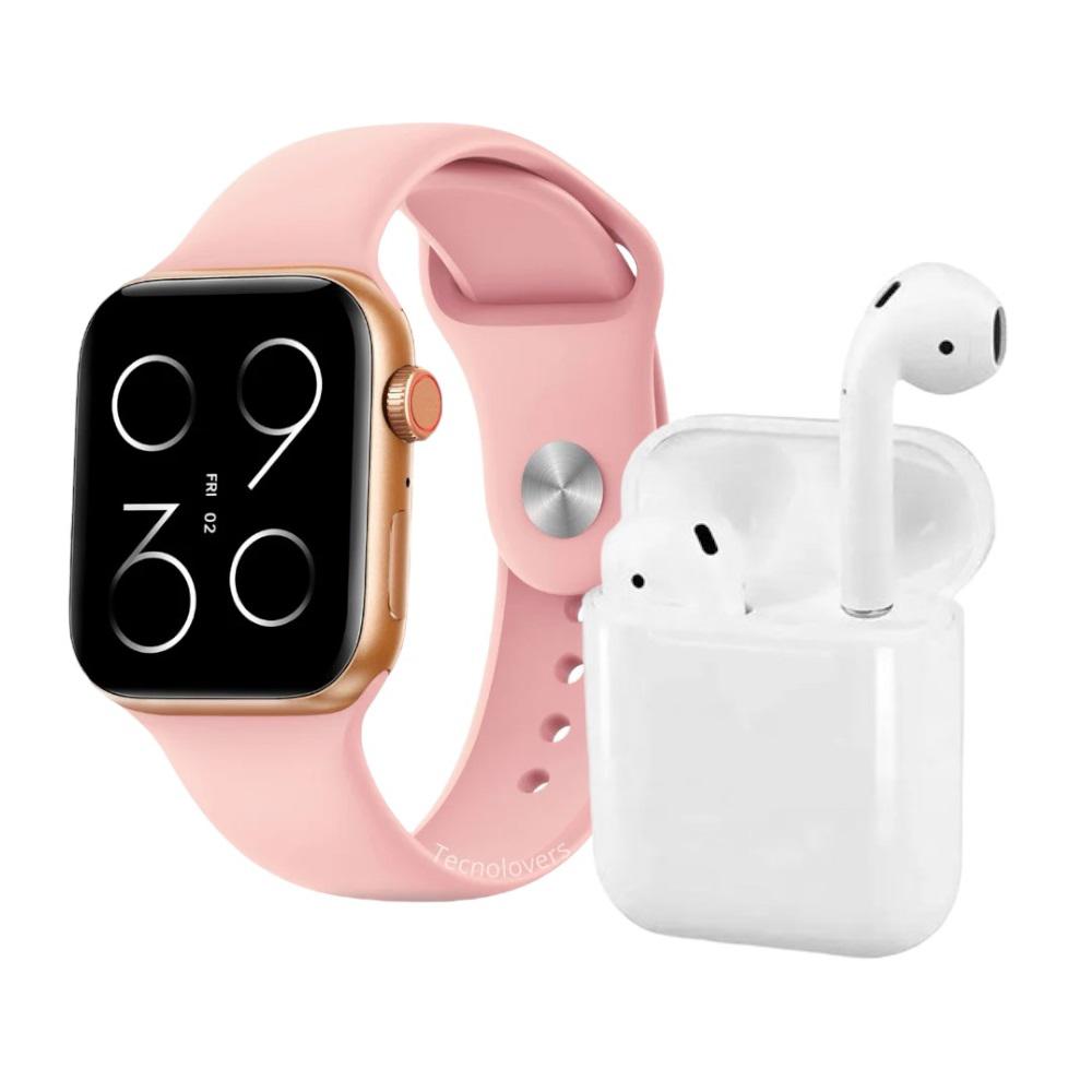 Reloj Inteligente W26 Pro Max Con Audífonos Y Doble Correa Rosa img #1