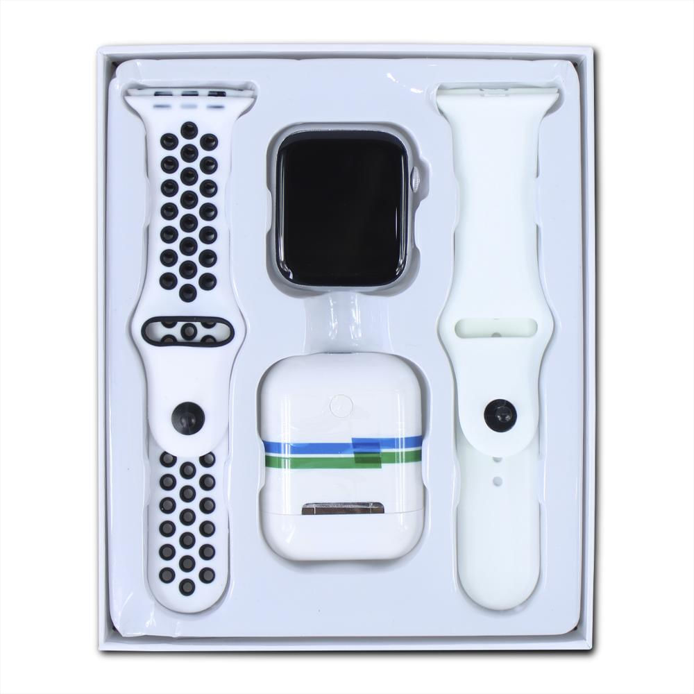 Reloj Inteligente W26 Pro Max Con Audífonos Y Doble Correa Blanco img #2