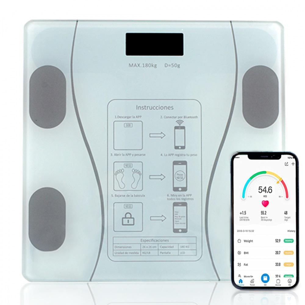 Pesa Inteligente Con Bluetooth Para Obtener 18 Datos Corporales Verde Claro img #1