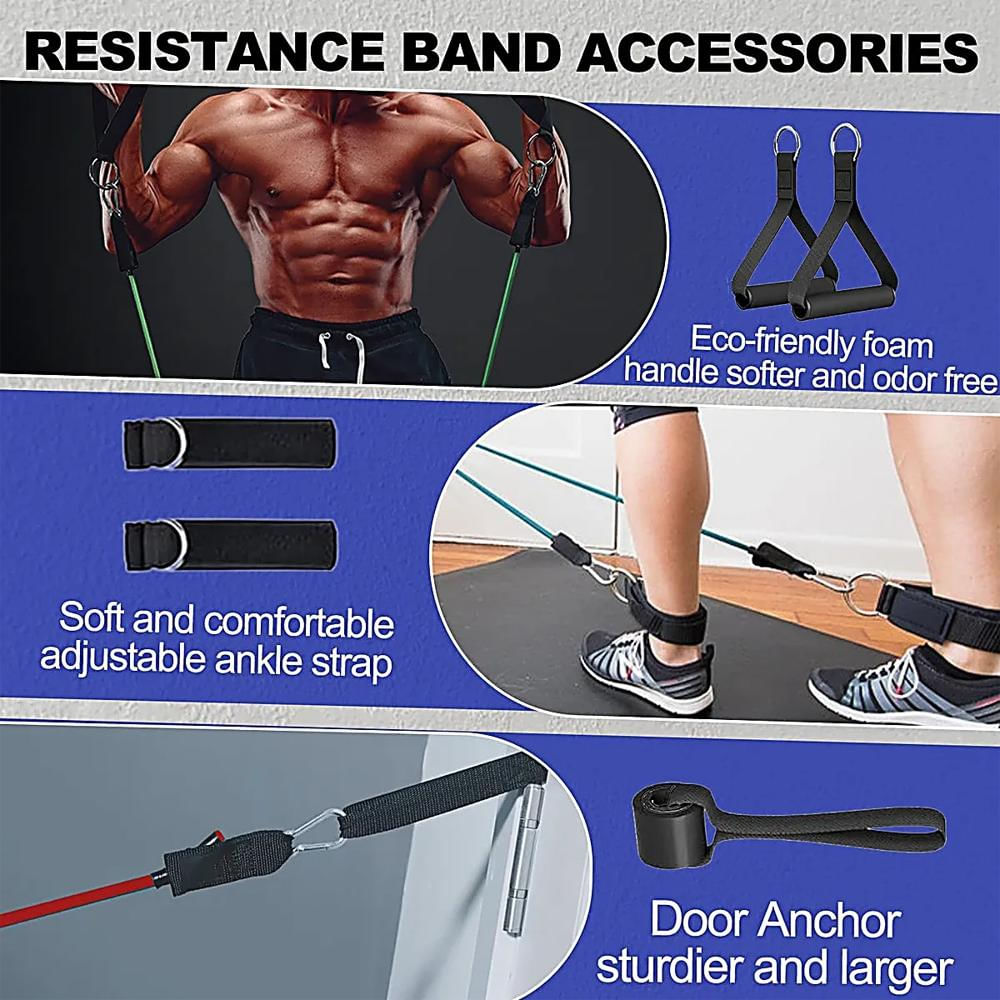Bandas De Resistencia 150 Lb Set Completo Con Asas Y Anclaje img #5