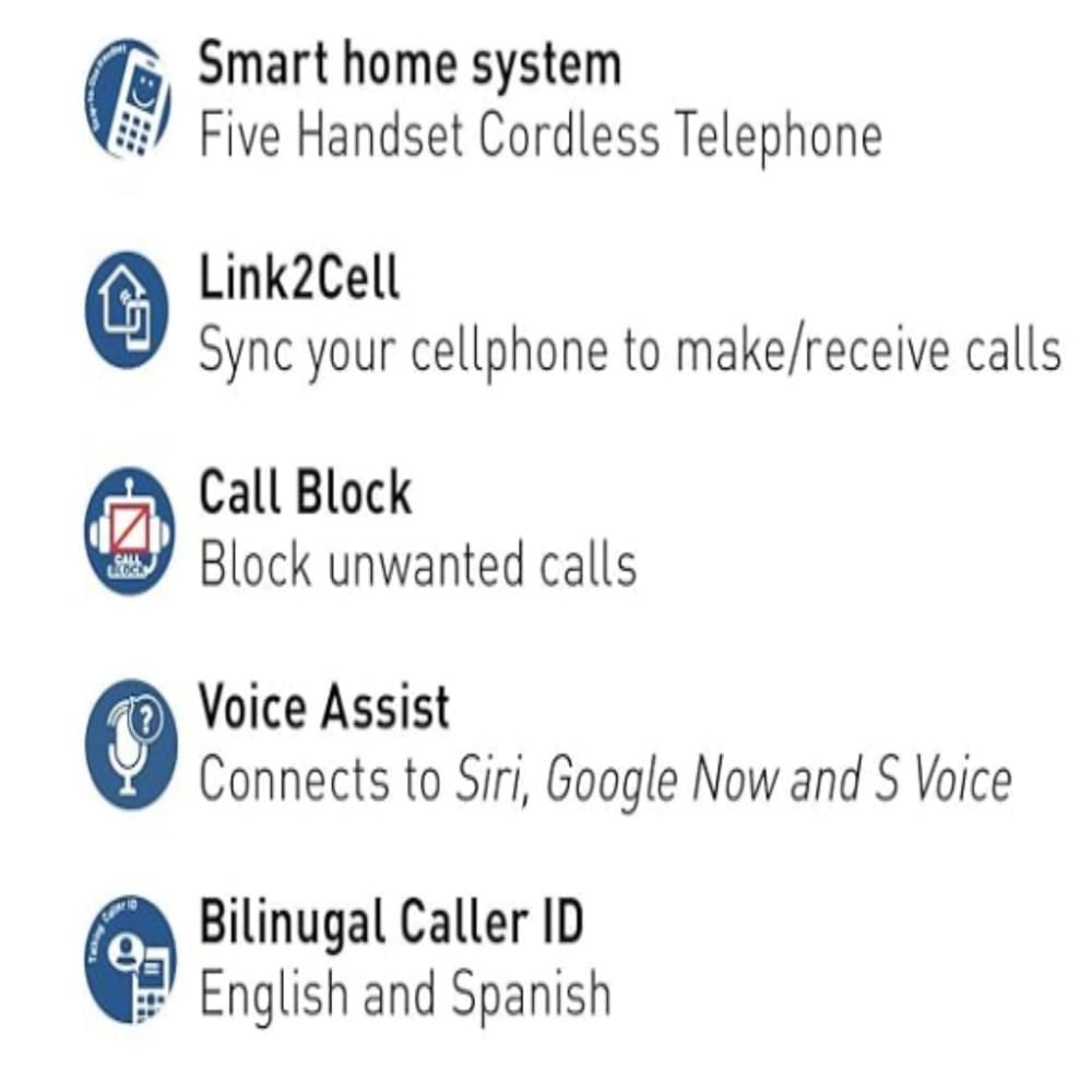 Teléfono Inalámbrico Panasonic Link2cell Con Bluetooth Y Contestador (5 Auriculares) img #3