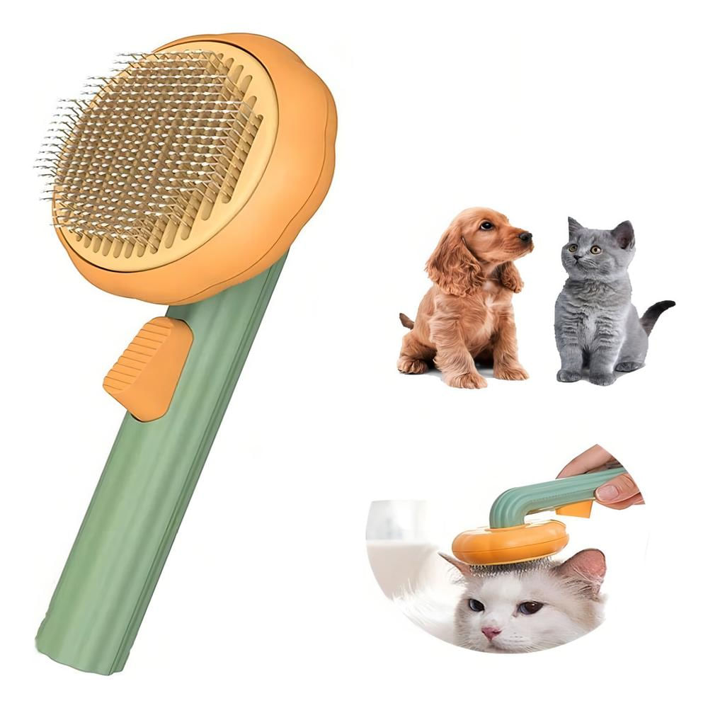 Cepillo Autolimpiante Para Perros Y Gatos Elimina Pelo Botón img #1