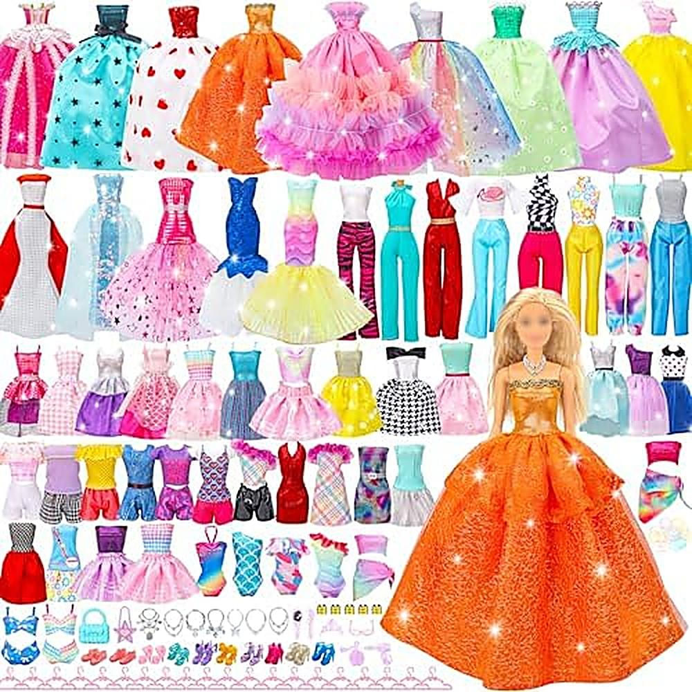 Ropa Vestidos Y Accesorios Para Muñeca Barbie Set 90 Piezas img #2