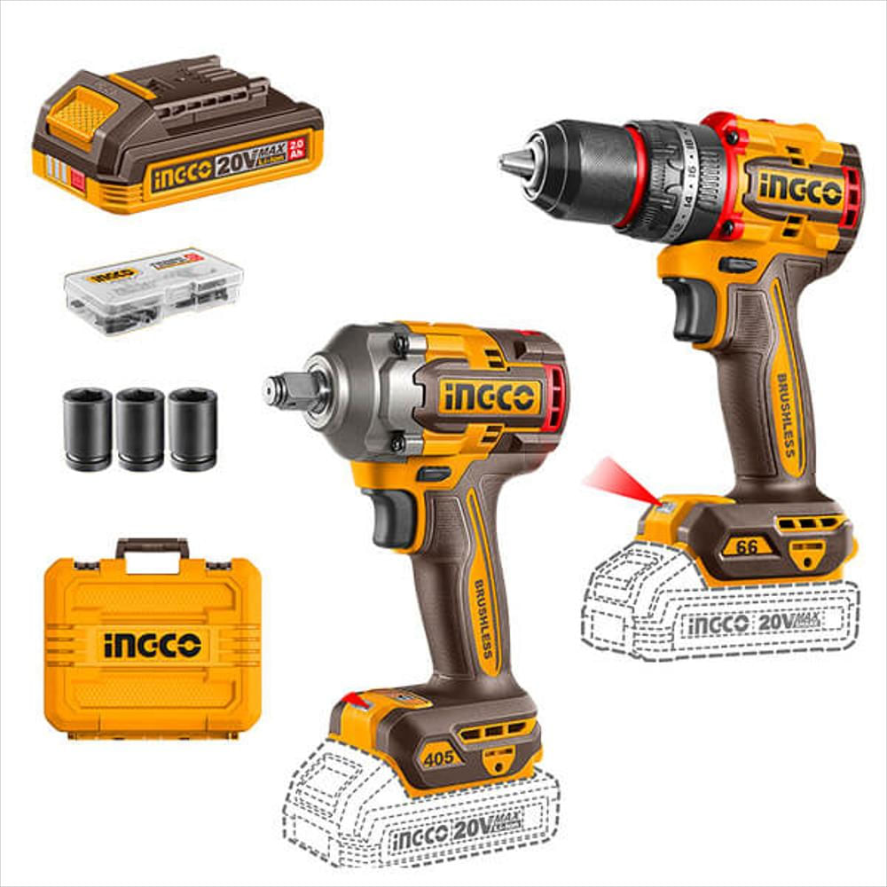 Kit Taladro+Llave Impacto Inalambrica 20V Ingco Uckli20275 img #1