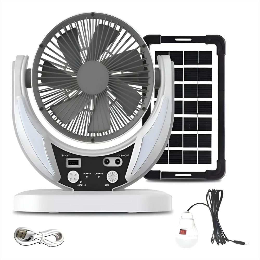 Ventilador Panel Solar 2 Velocidades Bombilla Luz Emergencia img #1