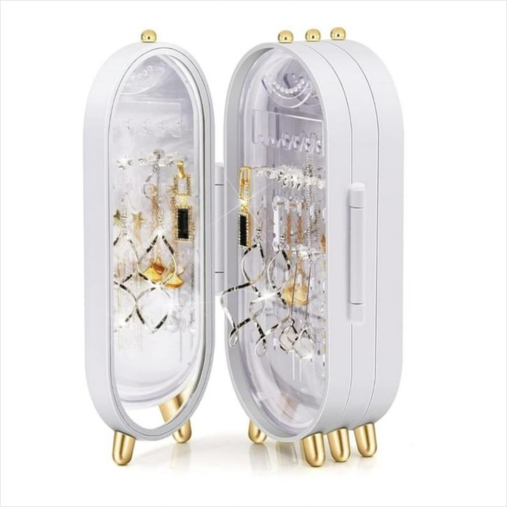 Joyero Organizador Plegable Con Espejo Blanco img #1