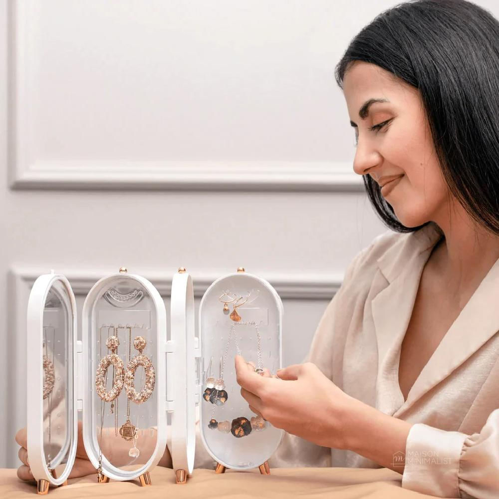 Joyero Organizador Plegable Con Espejo Blanco img #2