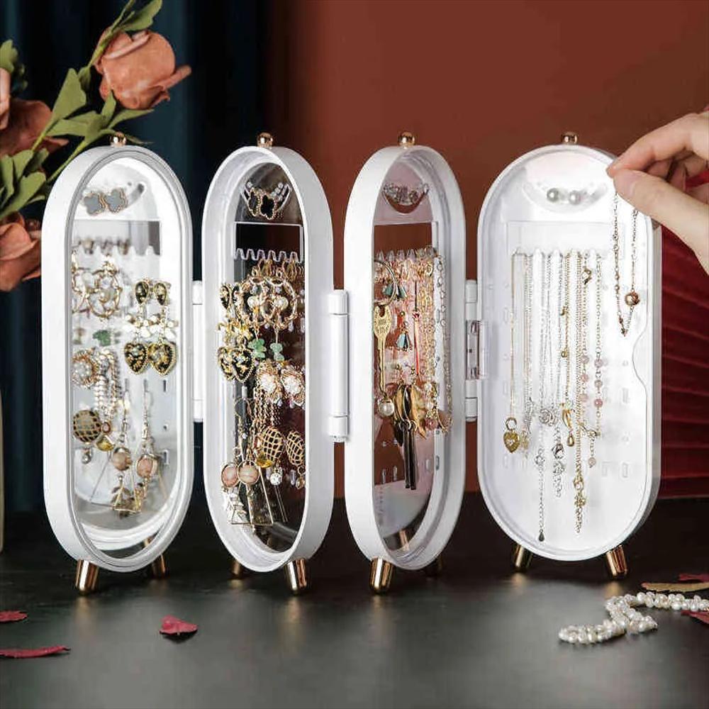 Joyero Organizador Plegable Con Espejo Blanco img #3