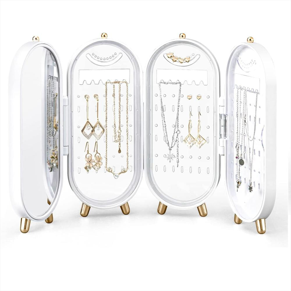 Joyero Organizador Plegable Con Espejo Blanco img #5