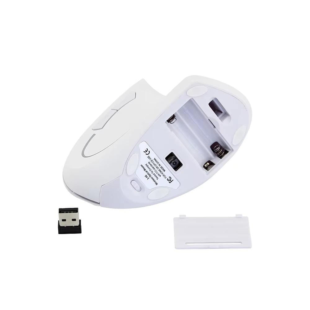 Mouse Ergonómico Vertical Inalámbrico Óptico De Pilas Blanco img #4