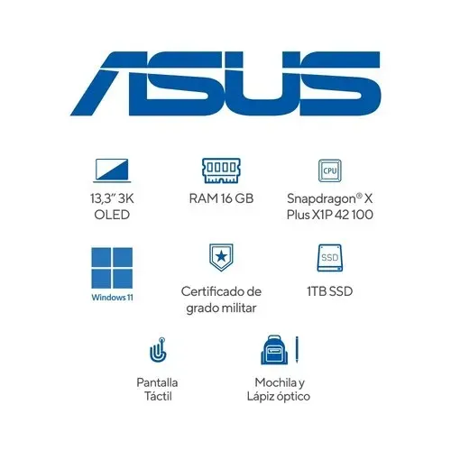 Portátil Asus Proart Pz13 Snapdragon X Plus 16Gb Ram 1Tb Ssd 13,3 Pulgadas 3K Oled Color Negro img #8
