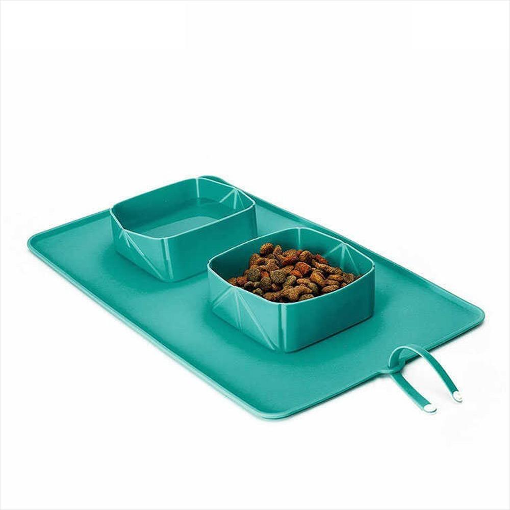 Comedero De Mascotas Portátil Enrollable De Silicona Verde img #1