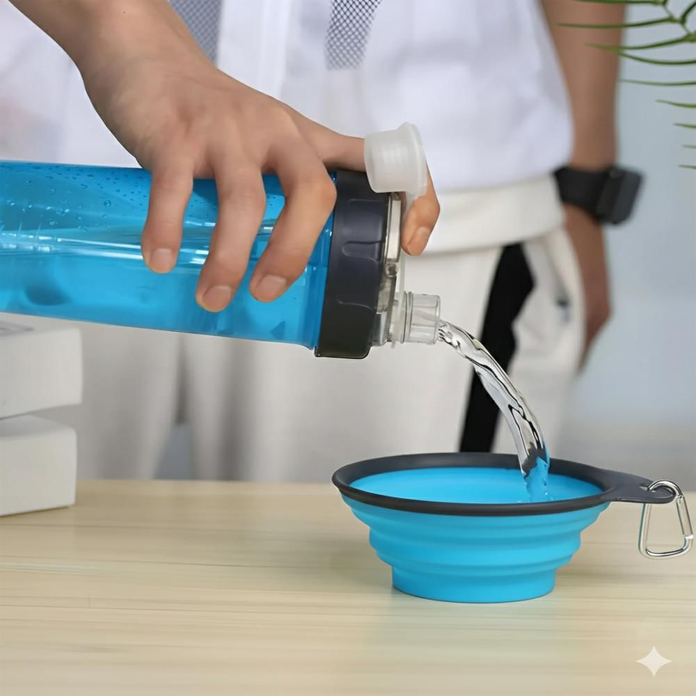 Termo Para Mascotas Doble Compartimento Agua Y Cuido + Plato Plegable img #2