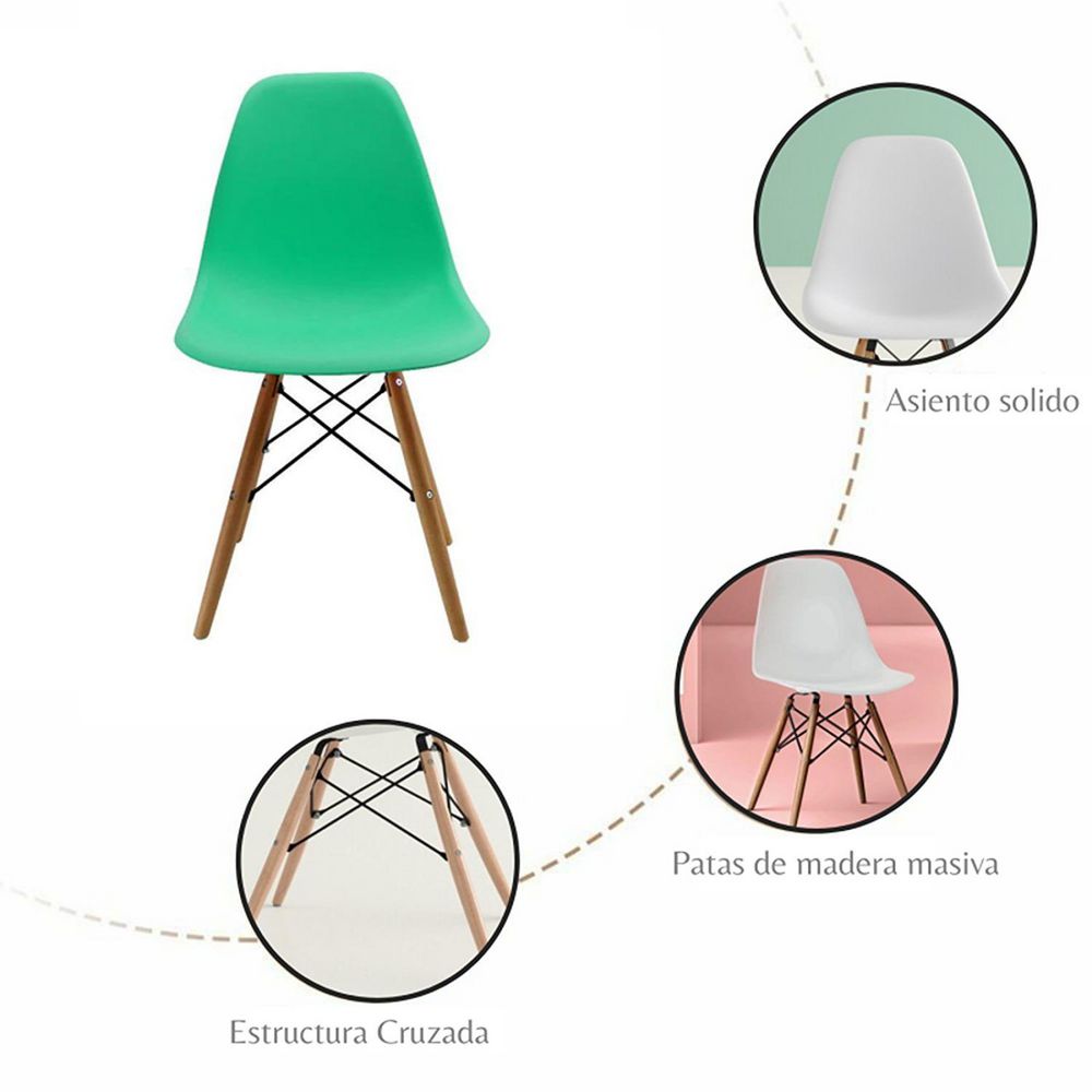 SILLA EAMES VERDE MENTA EKONOMODO DESIGN EKMS235VM img #4