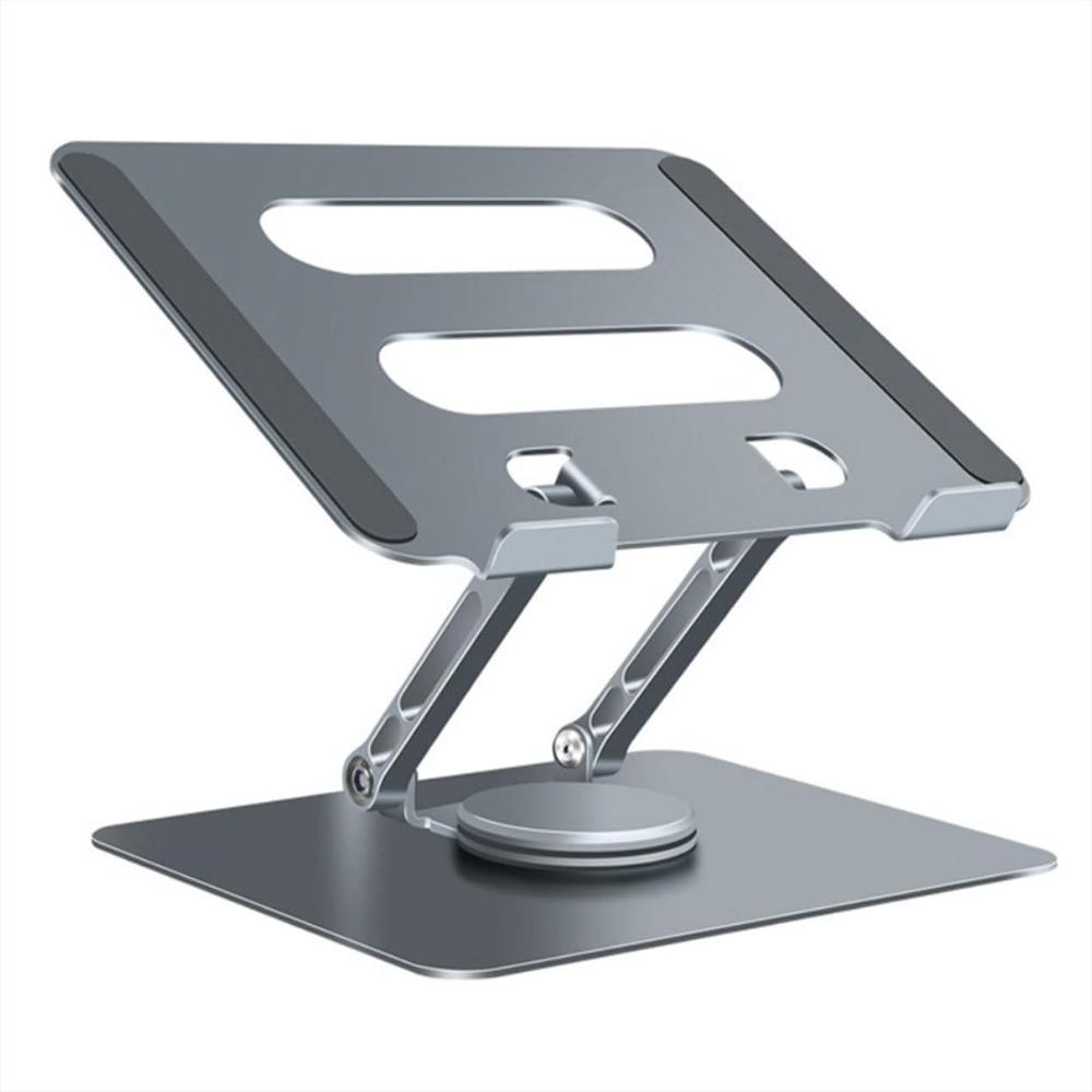 Soporte Base De Aluminio Para Computador Y Tablet Giratoria 360° Plegable Gris img #1