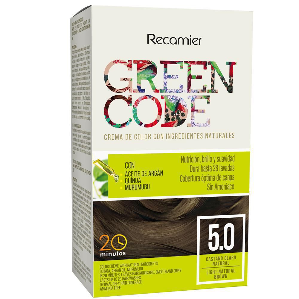 Tinte para cabello GREEN CODE castaño claro natural (1  und)