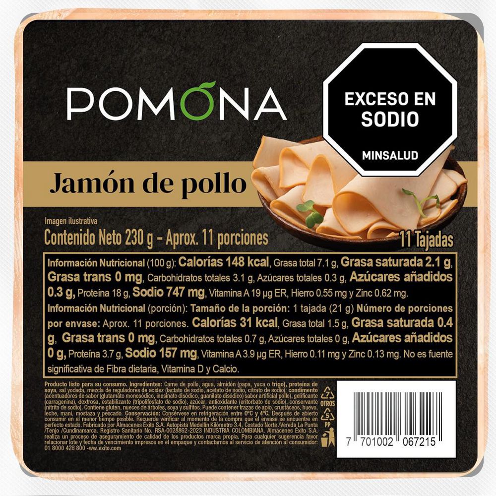 Jamón Pomona de pollo (230  gr)