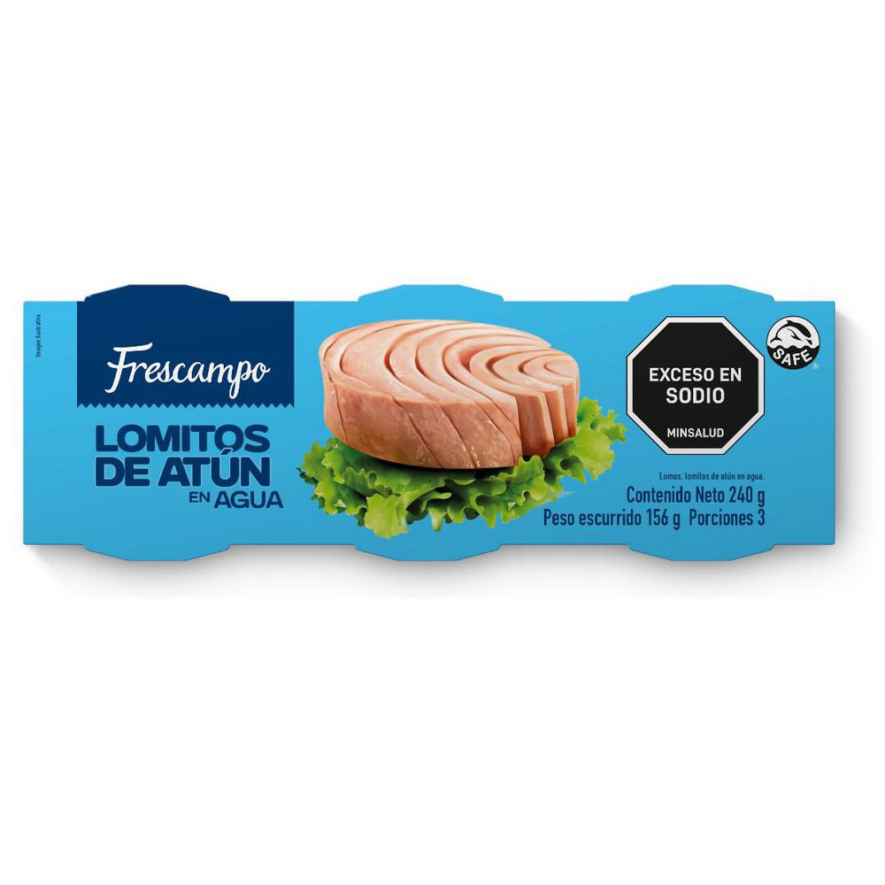 Lomitos de atún FRESCAMPO en agua x3und (156  gr)
