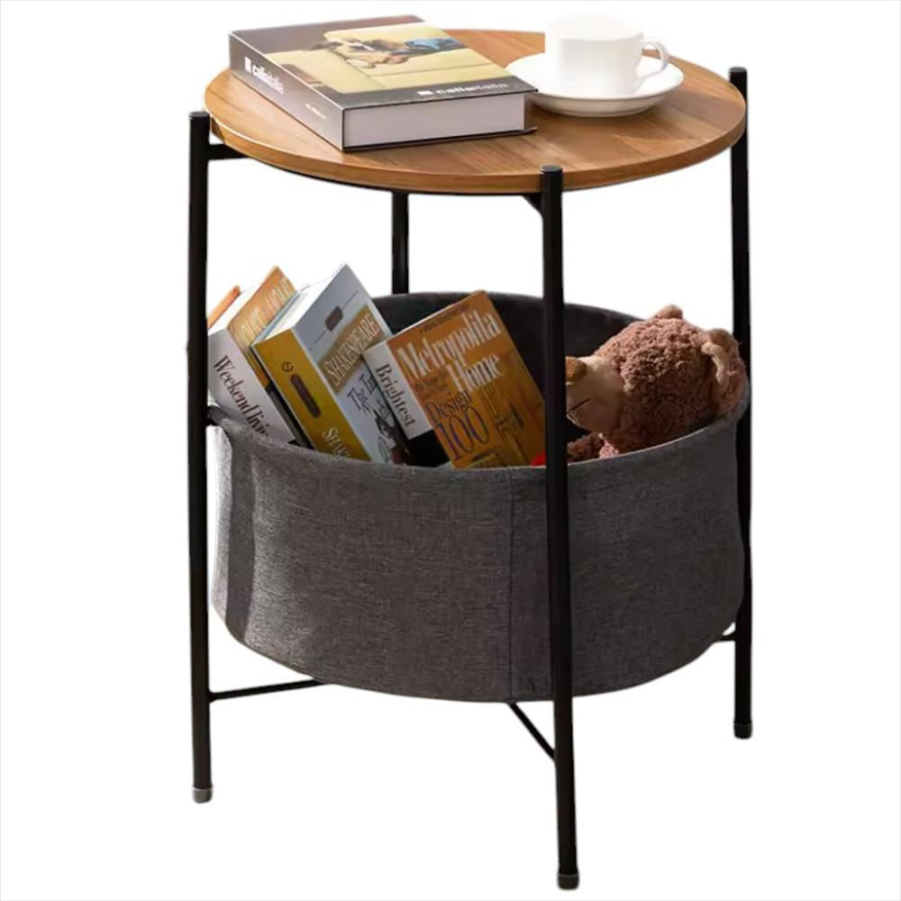 Mesa De Noche Con Cesta De Almacenamiento A4984 Color Madera img #1