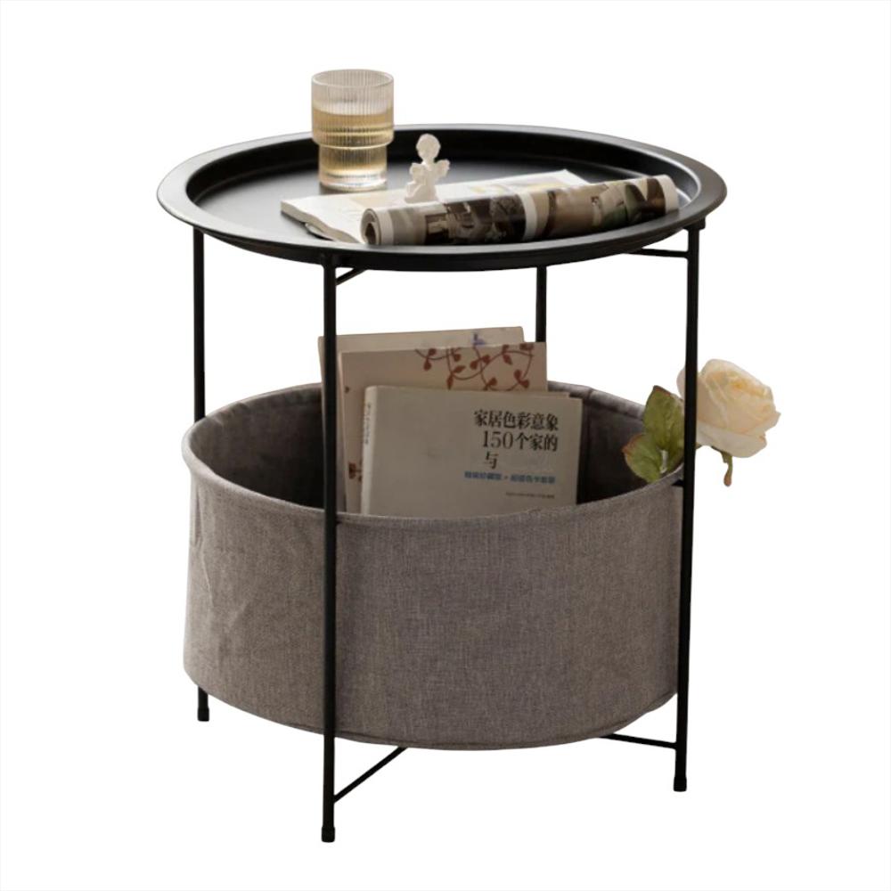 Mesa De Noche Con Cesta De Almacenamiento A4982 Color Negra img #1