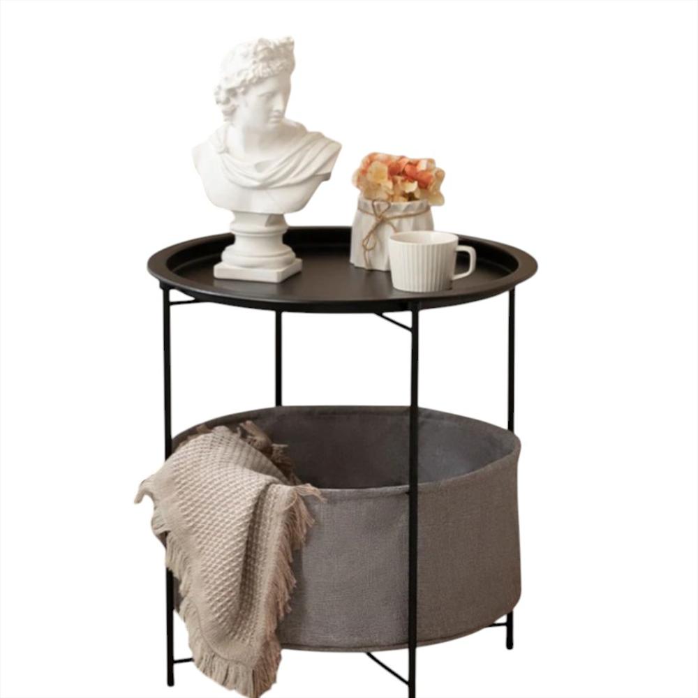 Mesa De Noche Con Cesta De Almacenamiento A4982 Color Negra img #2