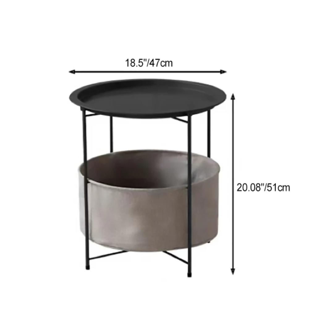 Mesa De Noche Con Cesta De Almacenamiento A4982 Color Negra img #3