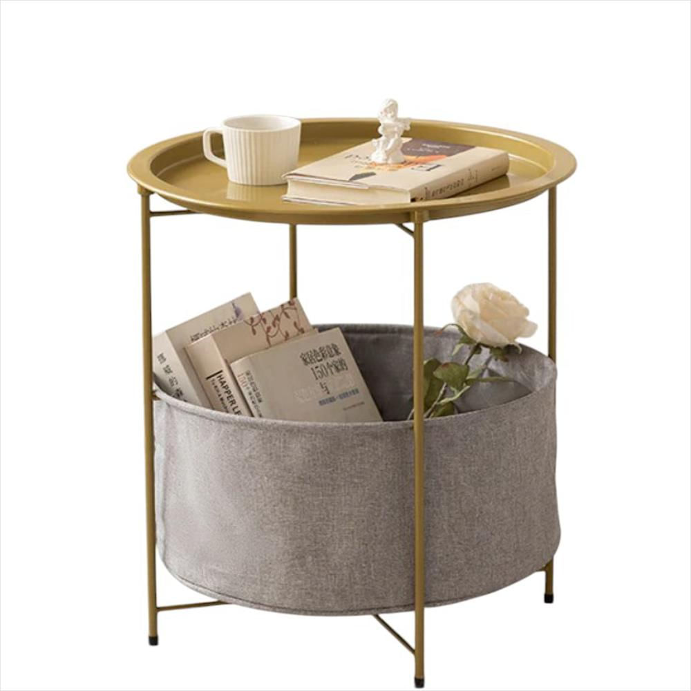 Mesa De Noche Con Cesta De Almacenamiento A4981 Color Dorada img #1