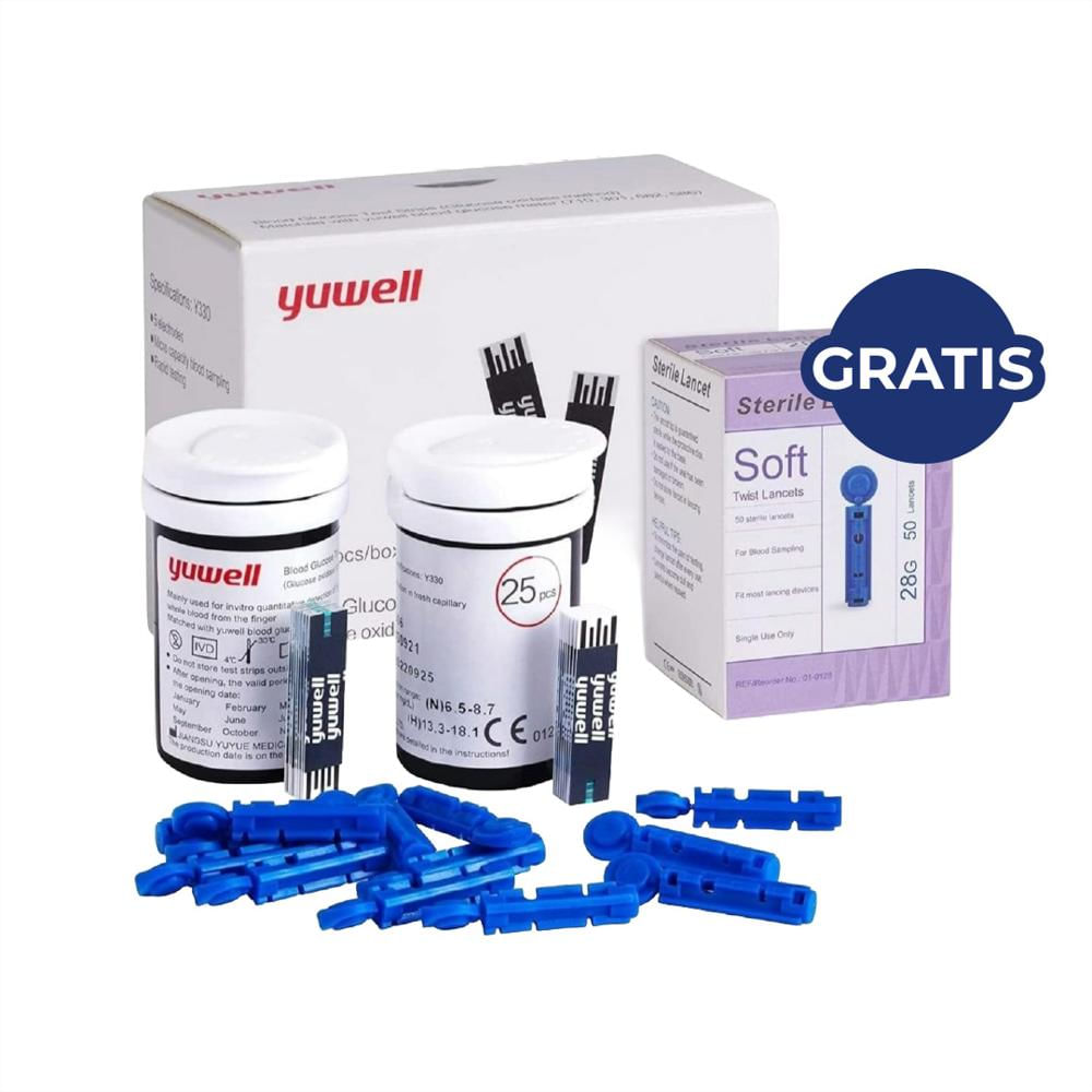 50 Tiras Reactivas Y330 + Gratis 50 Lancetas Soft Sense 28G img #1
