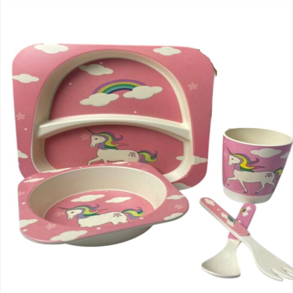 Set Vajilla Bebes Niños 5 Piezas Platos Bambu img #3