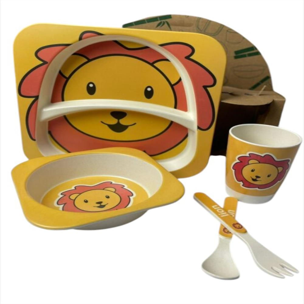 Set Vajilla Bebes Niños 5 Piezas Platos Bambu Alimentacion img #4