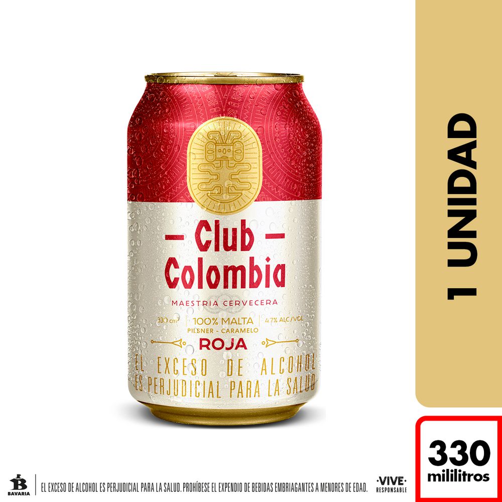 Cerveza Club Colombia Roja lata 330ml