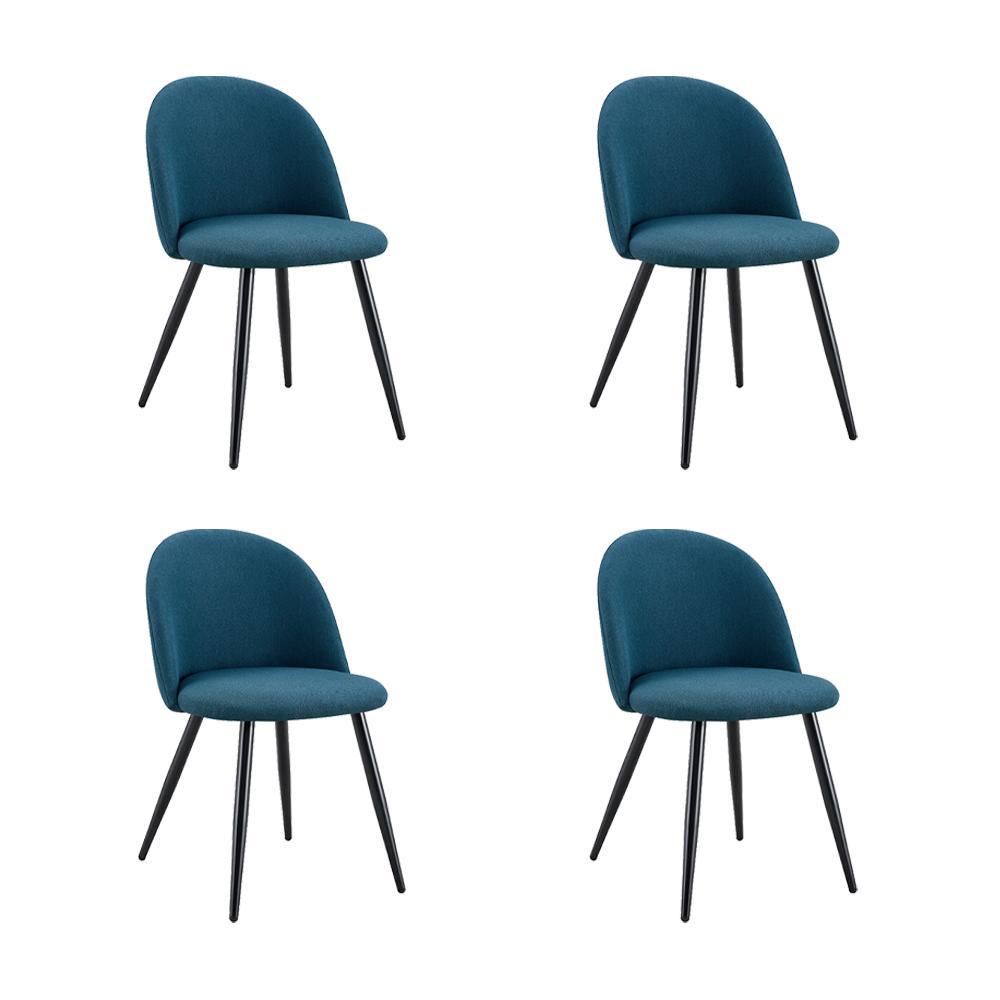 Set De 4 Sillas Core, Color Azul, Con Espaldar Y Diseño Moderno