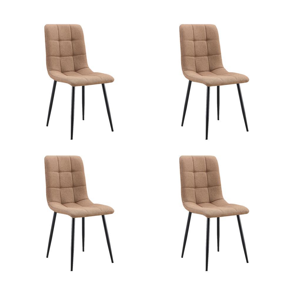Set De 4 Sillas Flex, Color Marrón, Con Espaldar Y Diseño Moderno