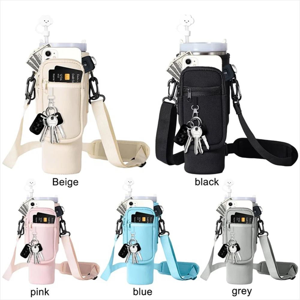 Bolso Estuche De Neopreno Para Termo Con Correa Ajustable Negro img #3