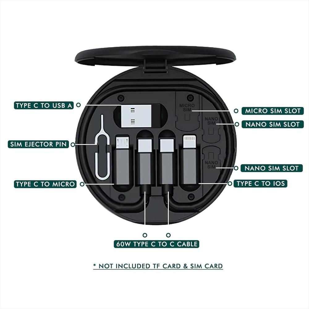 Kit Multifuncional De Datos Y Carga Viajero 60W Estuche 7 En 1 Negro img #4