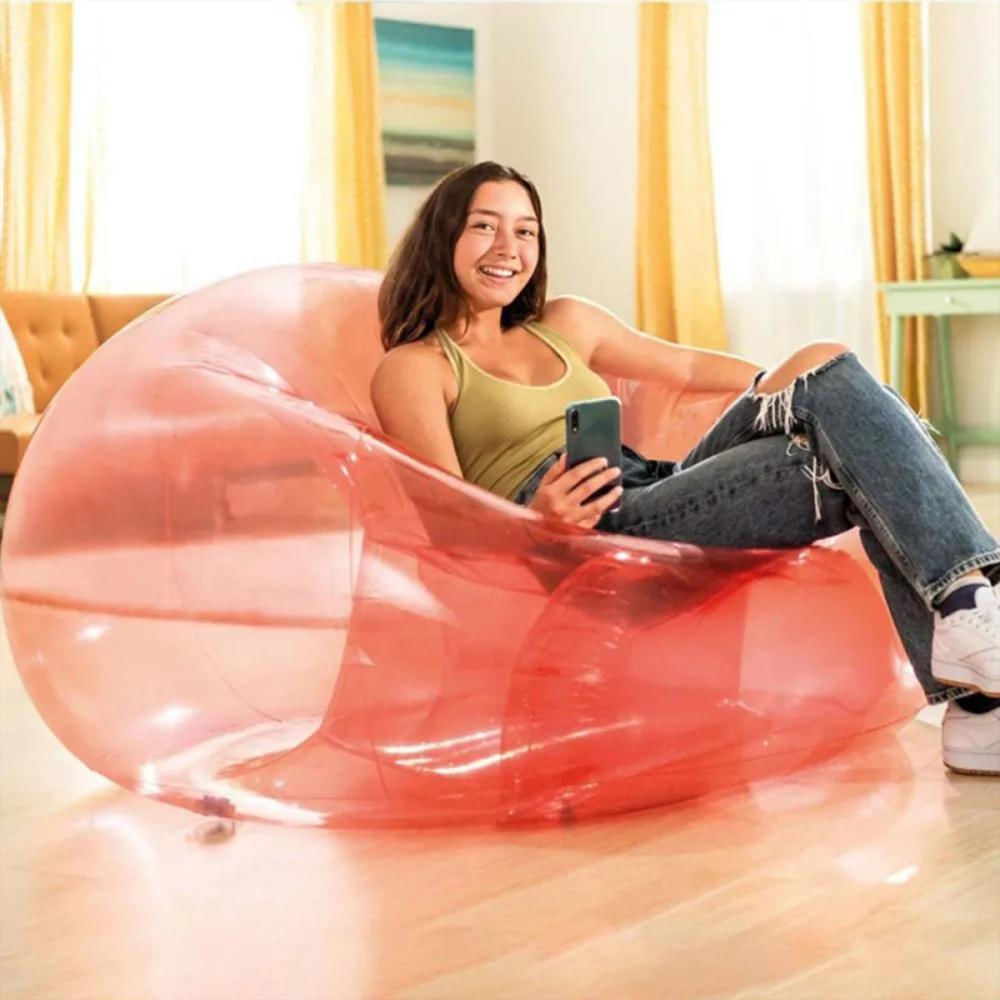 Sillón Inflable Tipo Puff Intex Transparente Color Rosa img #2