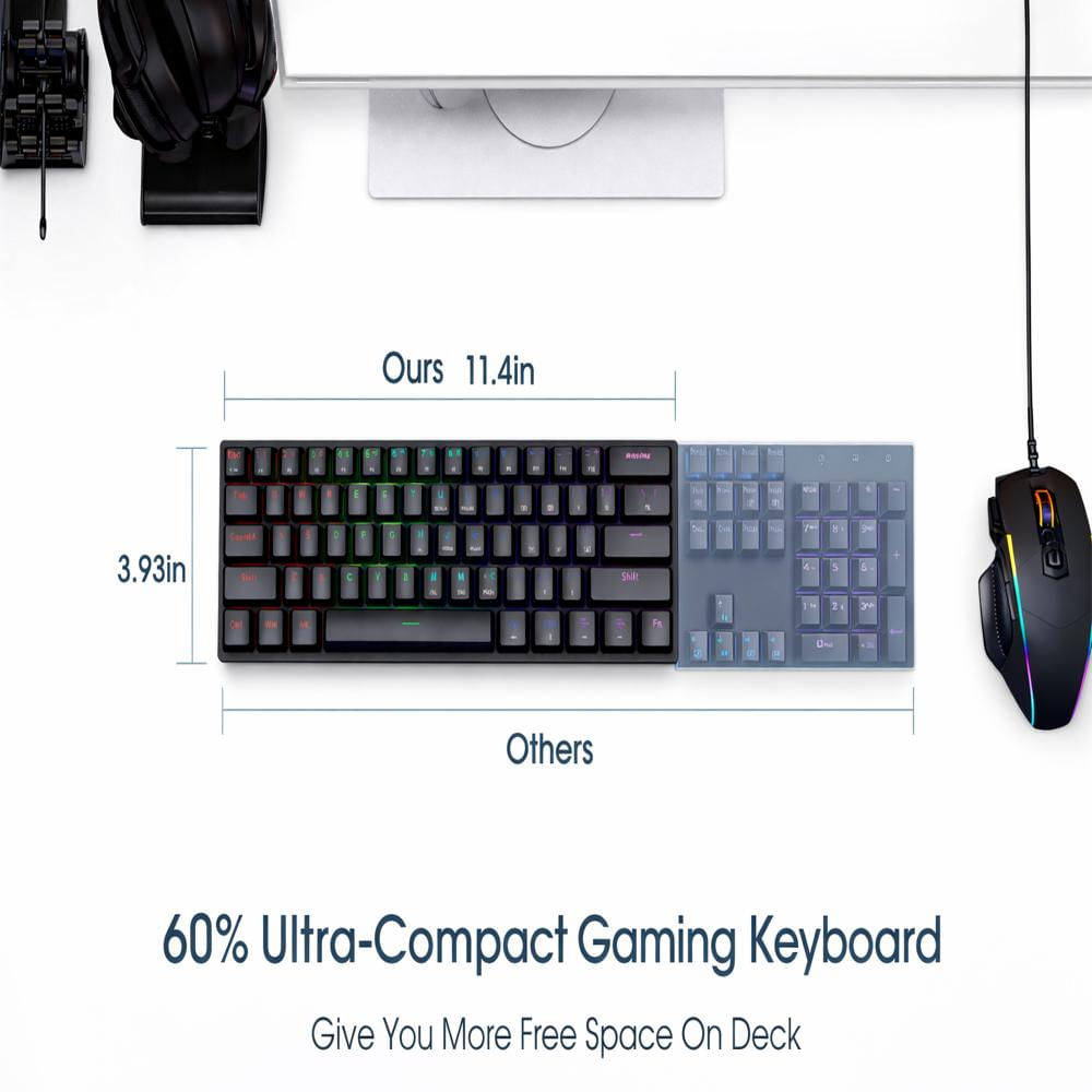 Teclado Mecánico Inalámbrico Rgb Wireless 3 En 1 Negro img #3