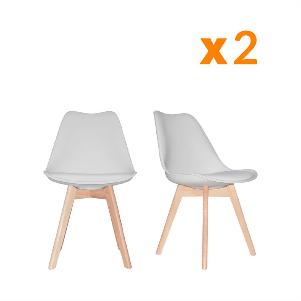 Set X2 Silla De Diseño Fija Ema Gris Bonno img #1