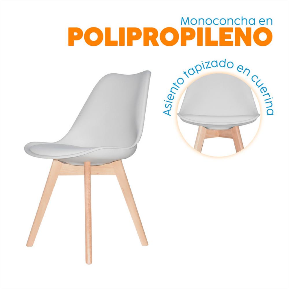 Set X2 Silla De Diseño Fija Ema Gris Bonno img #2