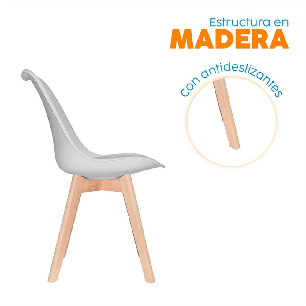 Set X2 Silla De Diseño Fija Ema Gris Bonno img #3