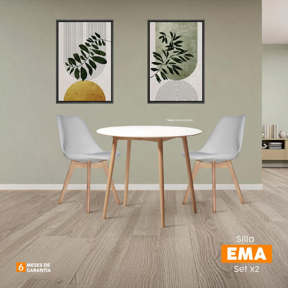 Set X2 Silla De Diseño Fija Ema Gris Bonno img #5