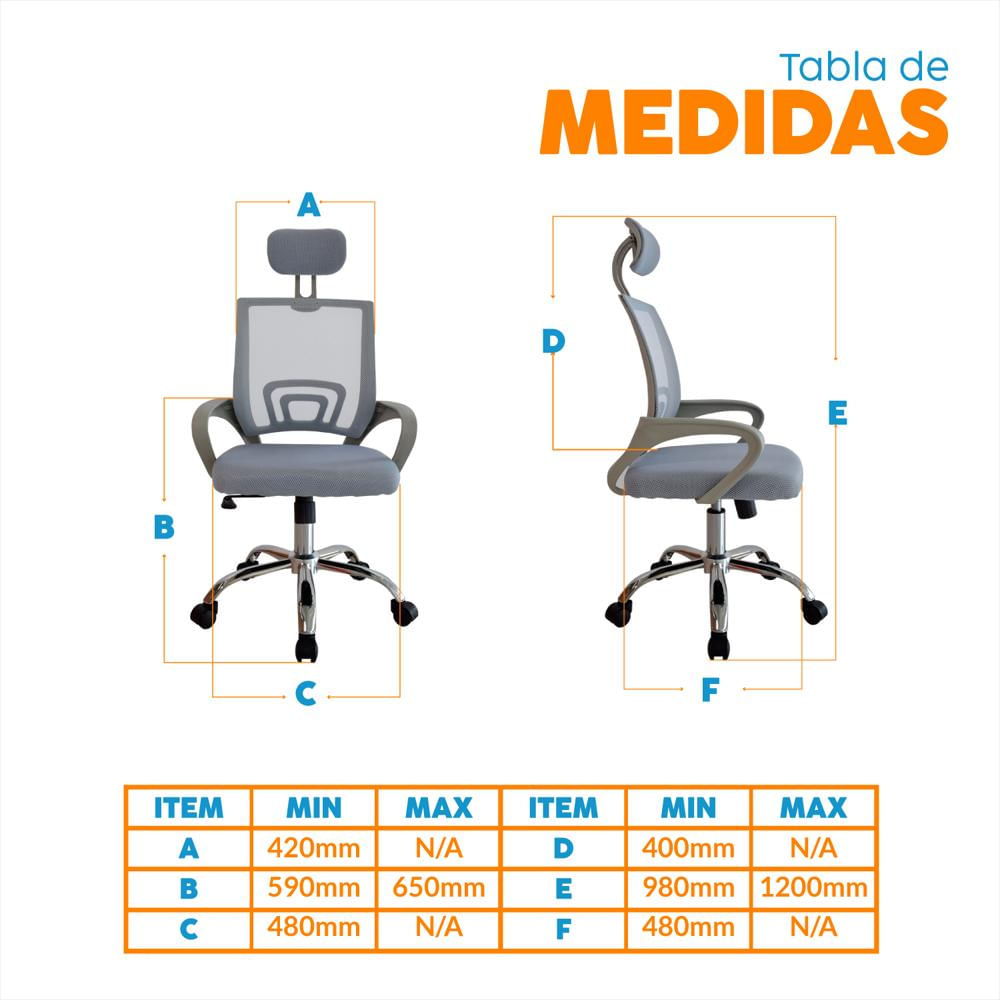 Silla De Escritorio Con Cabecero Atlantis Gris Bonno img #5
