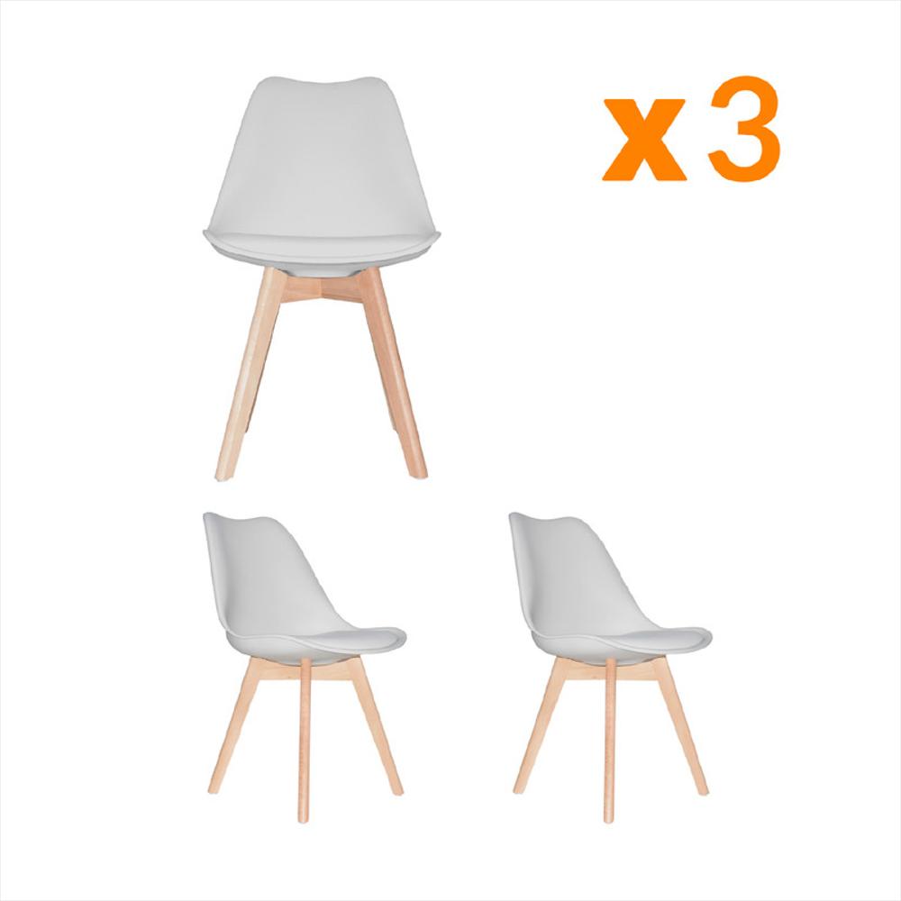 Set X3 Silla De Diseño Fija Ema Gris Bonno img #1