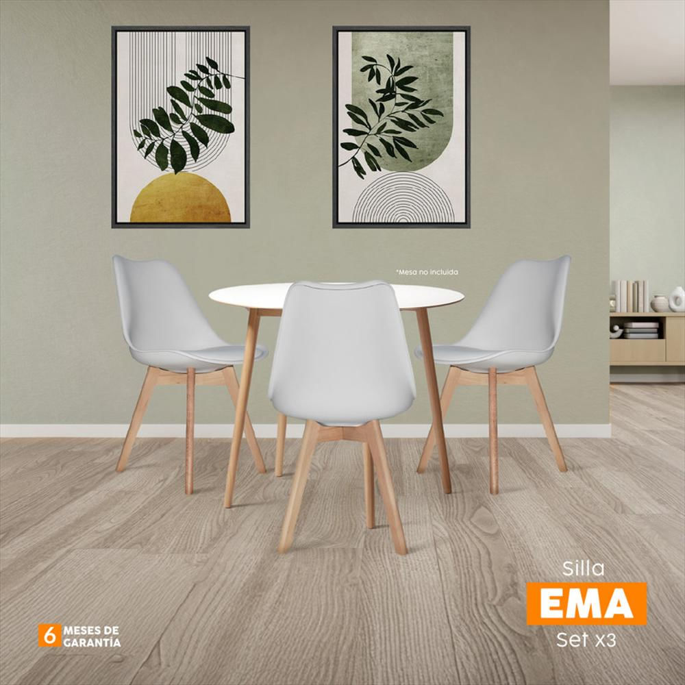 Set X3 Silla De Diseño Fija Ema Gris Bonno img #5