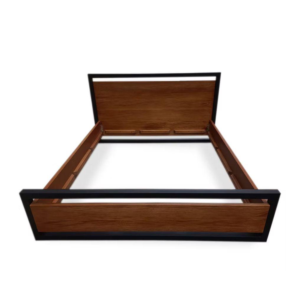 Cama May King Size En Roble Y Metal img #2