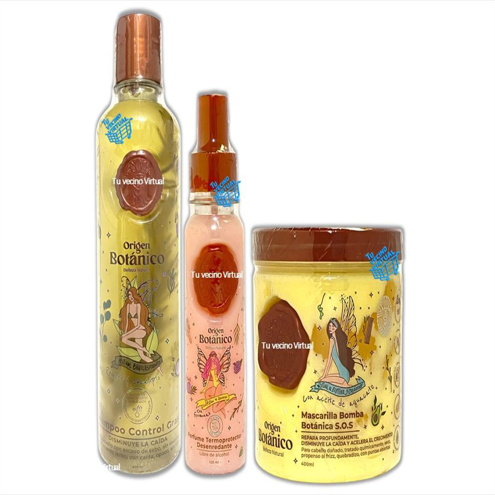Shampoo Control Grasa, Perfume Capilar Y Mascarilla Sos Ritual Botanico