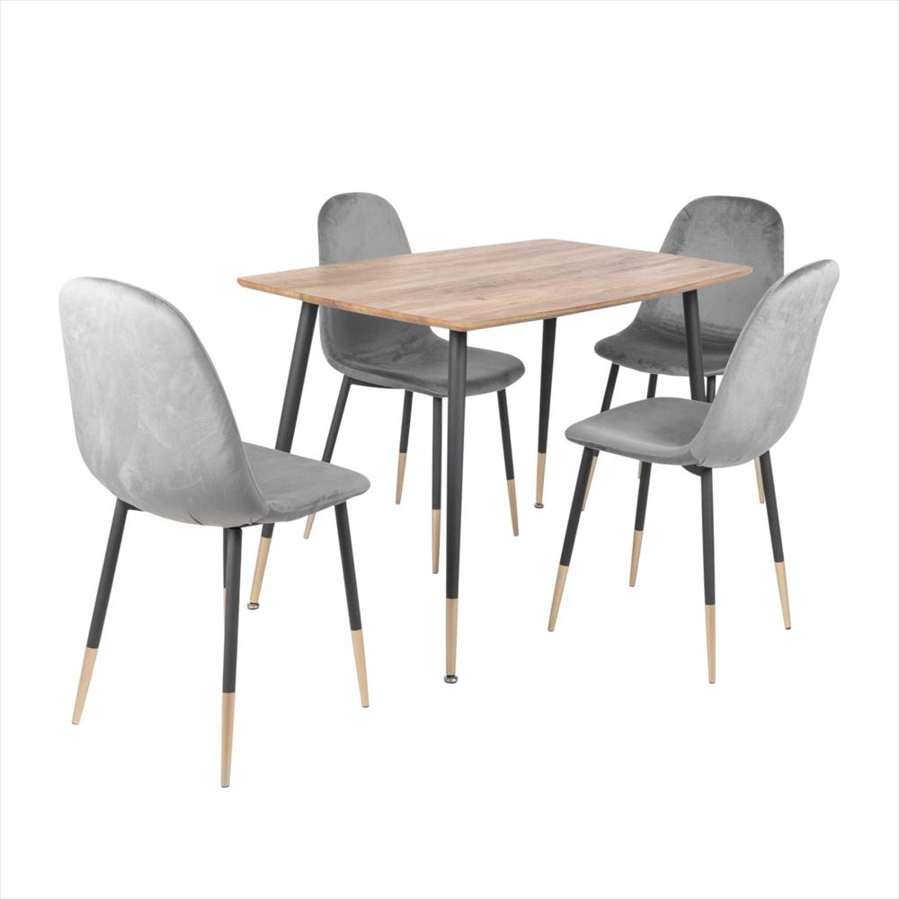 Juego De Comedor 4 Puestos Madera Dott Claro Negro Gol img #1